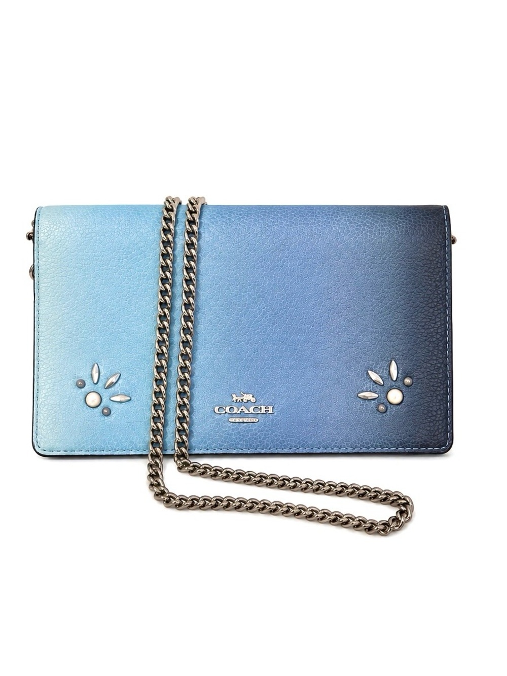 COACH Hayden Foldover Crossbody Clutch with Ombré Willow Floral Rivets. - Picture 1 of 16